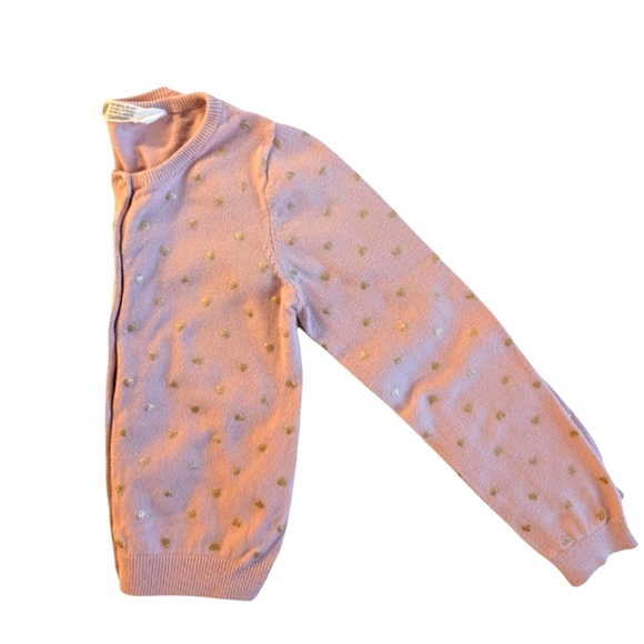 H&M Girls Pink Knit Cardigan with Gold Polka Dots Size 4-6 - Picture 4 of 7